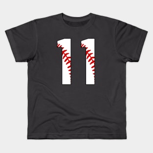 Baseball Number 11 #11 Baseball Shirt Jersey Favorite Player Biggest Fan Kids T-Shirt